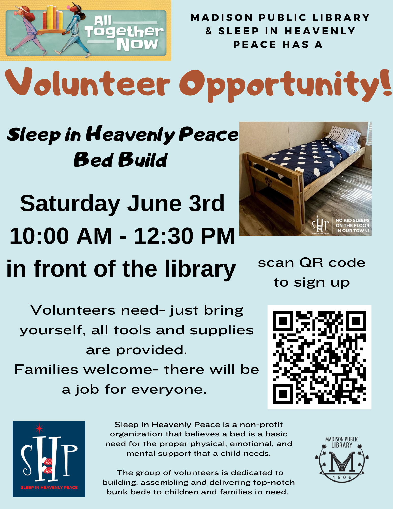 <h1 class="tribe-events-single-event-title">Sleep in Heavenly Peace Bed Build</h1>
